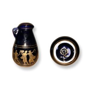 Vintage Mini Neofitou Keramik Hand Made Greece 24K Gold Small Vase Grecian